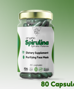 Spirulina Capsules The Little Herbalist Front of the Bottle Product presentation
